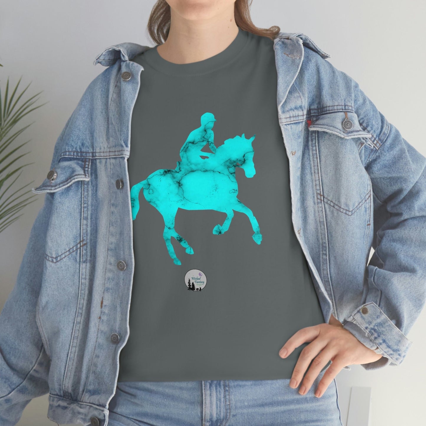 Turquoise Gemstone Eventing Horse Cross Country Horse English Edgy Cute Heavy Cotton Tee