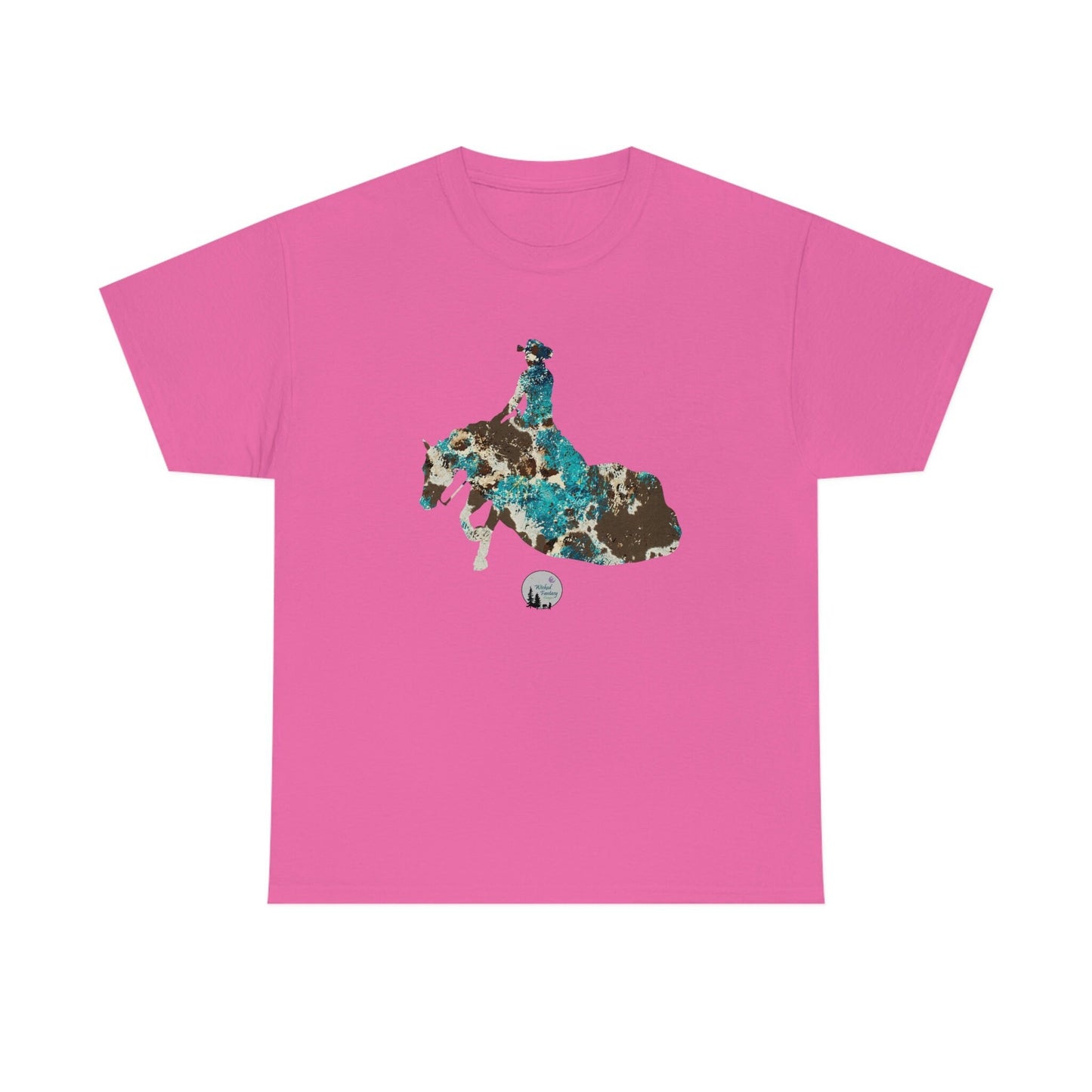 Teal Cowhide Leopard Reiner Sliding Stop Reining Horse Western Rustic Edgy Cute Heavy Cotton Tee