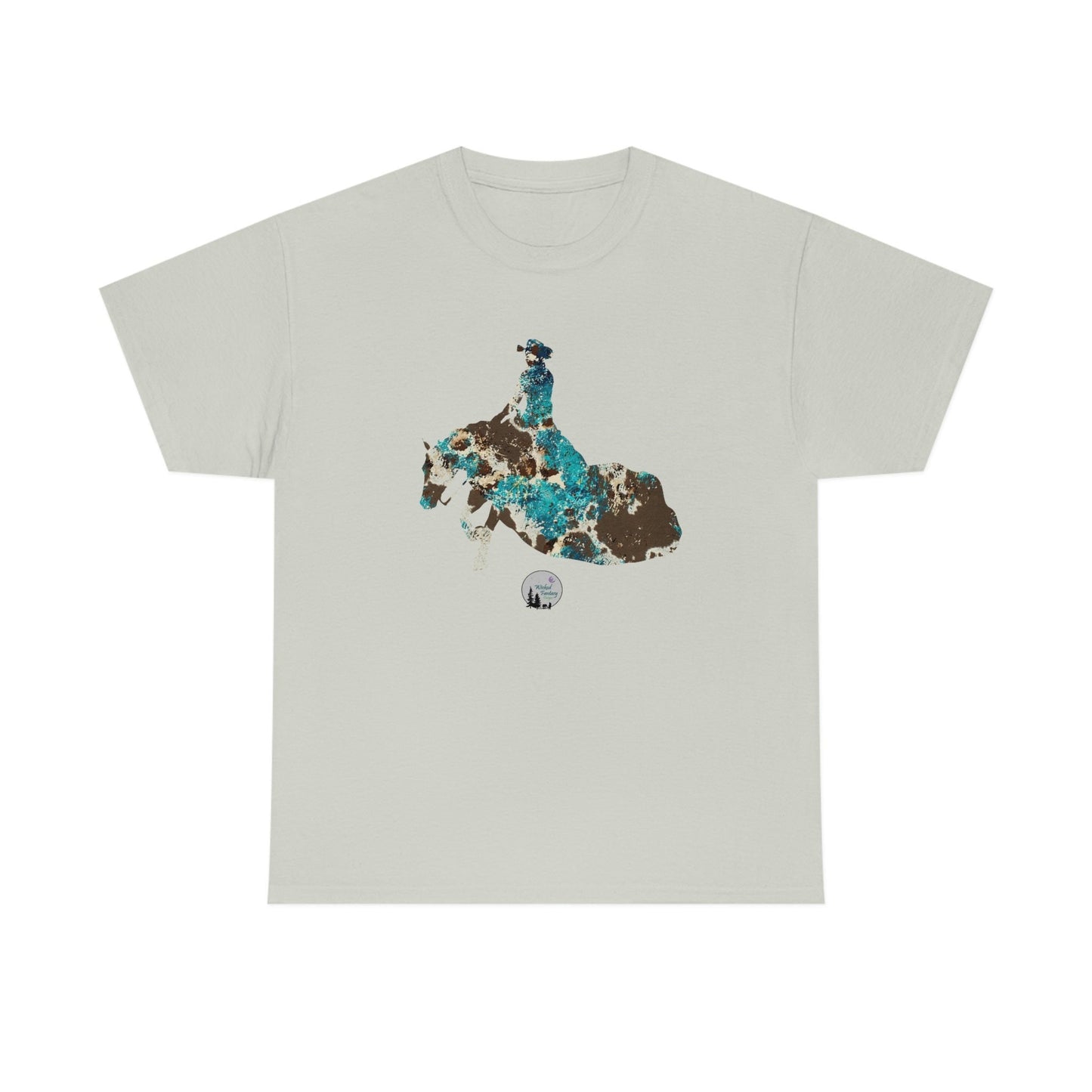 Teal Cowhide Leopard Reiner Sliding Stop Reining Horse Western Rustic Edgy Cute Heavy Cotton Tee