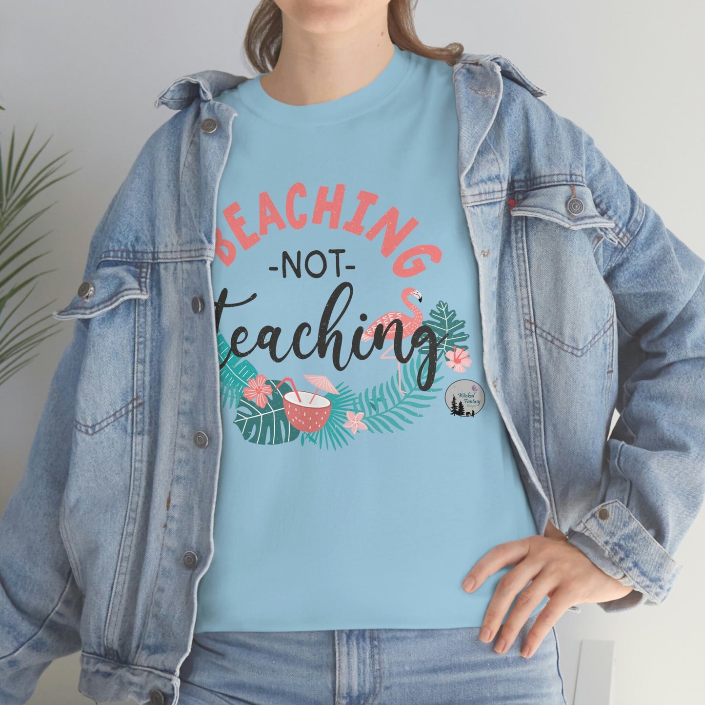 Beaching not Teaching Beach Cute Teacher Shirt Heavy Cotton Tee