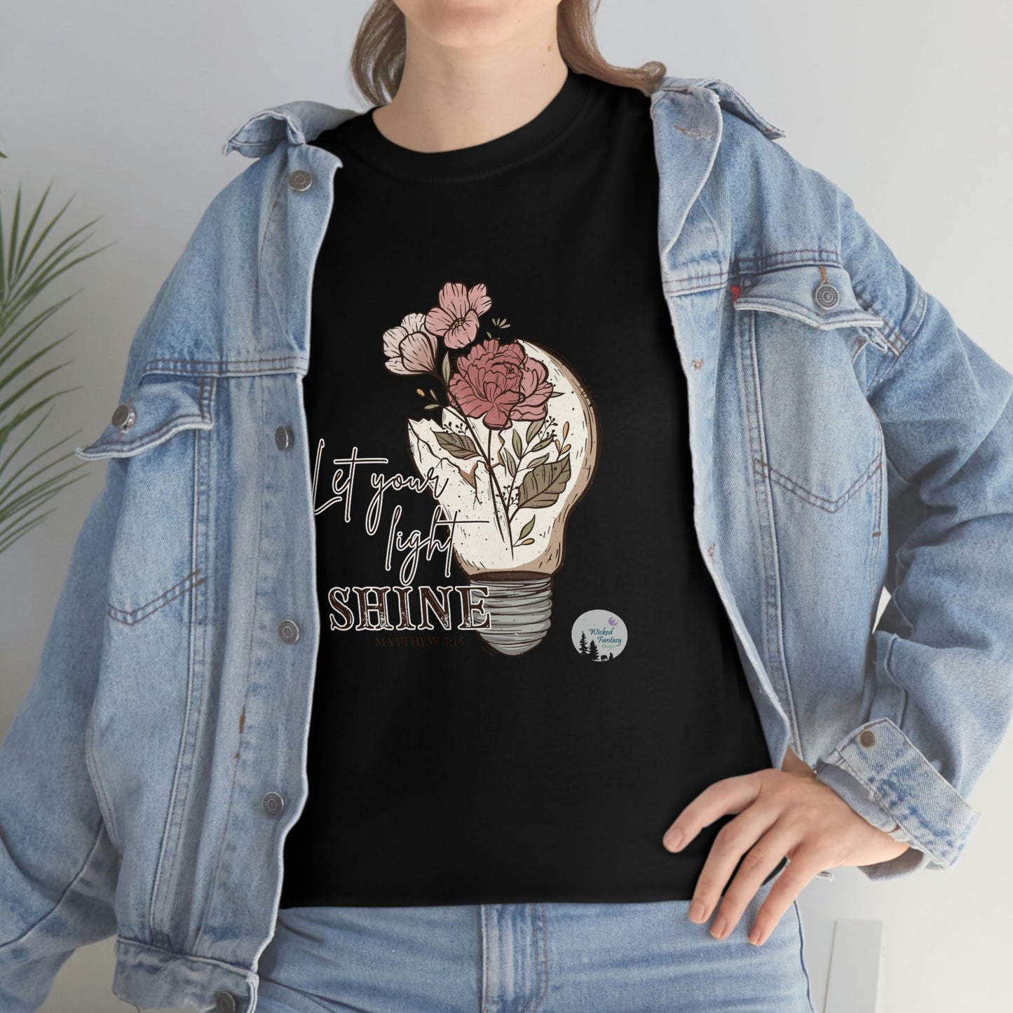 Let Your Light Shine Religious Cute Heavy Cotton Tee