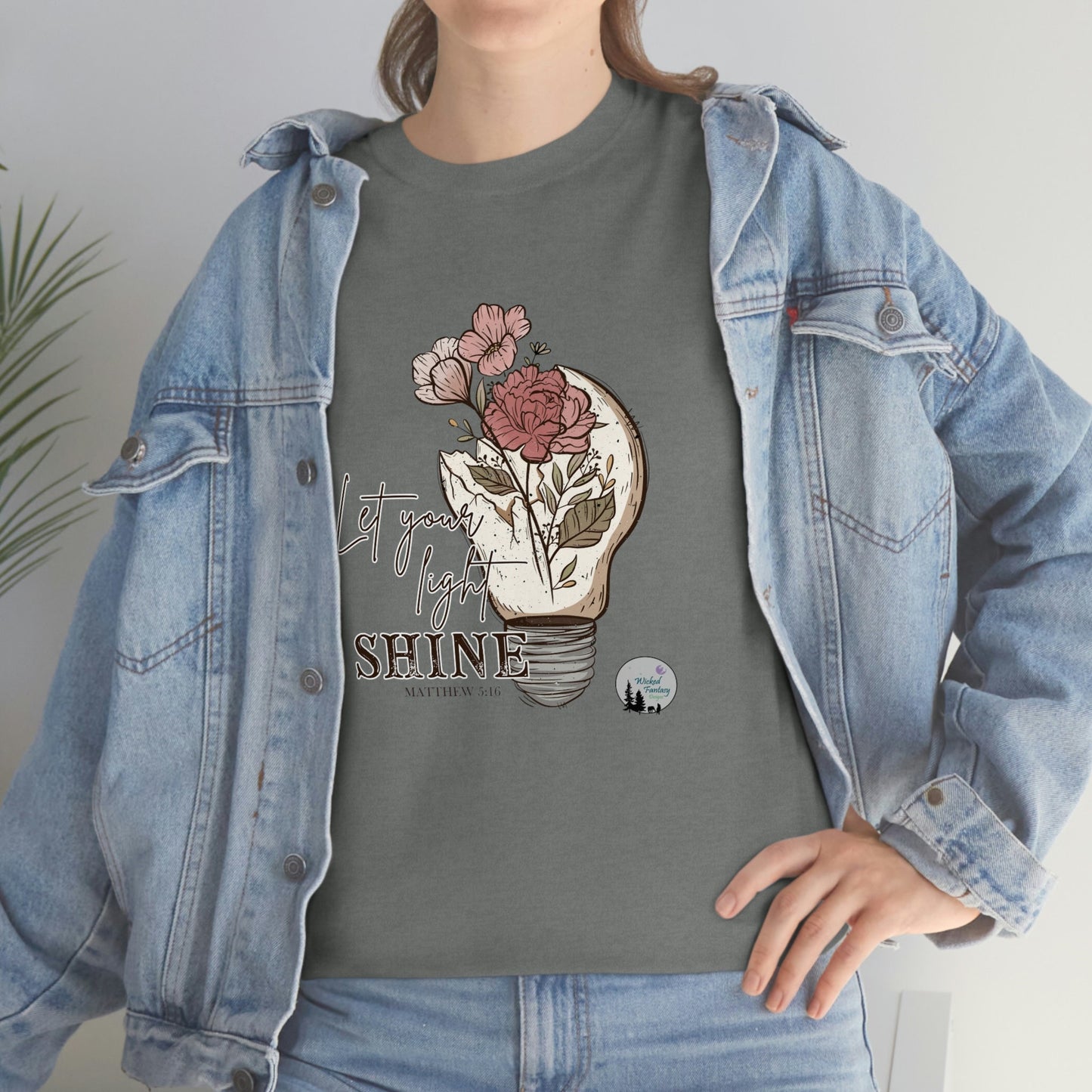 Let Your Light Shine Religious Cute Heavy Cotton Tee