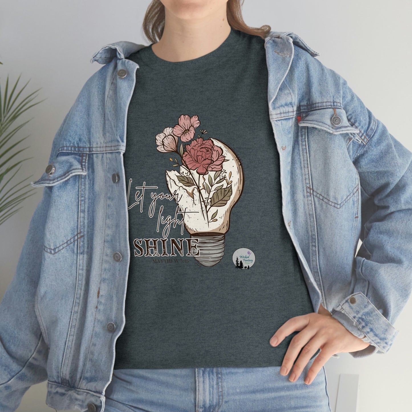 Let Your Light Shine Religious Cute Heavy Cotton Tee