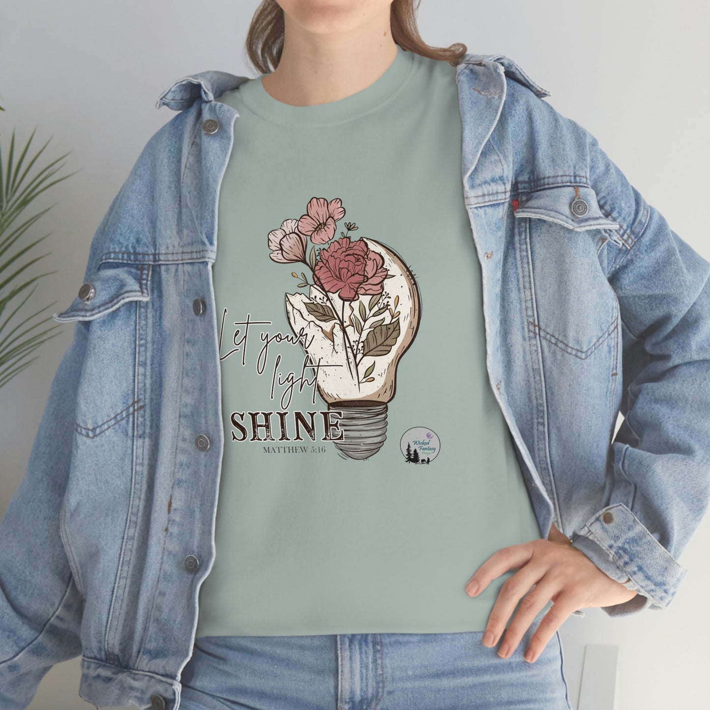 Let Your Light Shine Religious Cute Heavy Cotton Tee