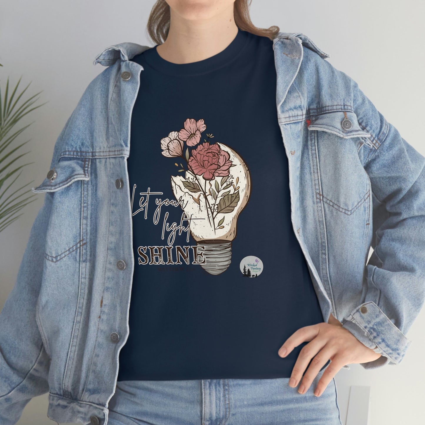 Let Your Light Shine Religious Cute Heavy Cotton Tee