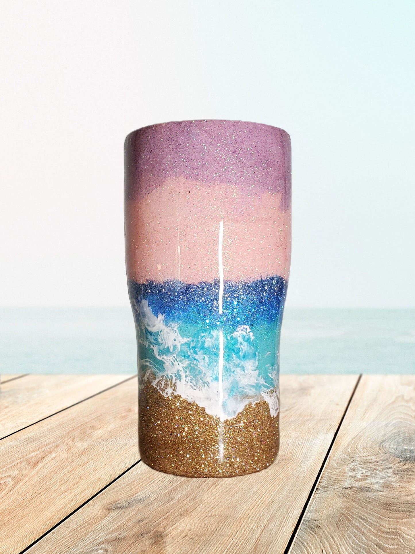 Beach Bum Pastel Beach Glitter Tumbler