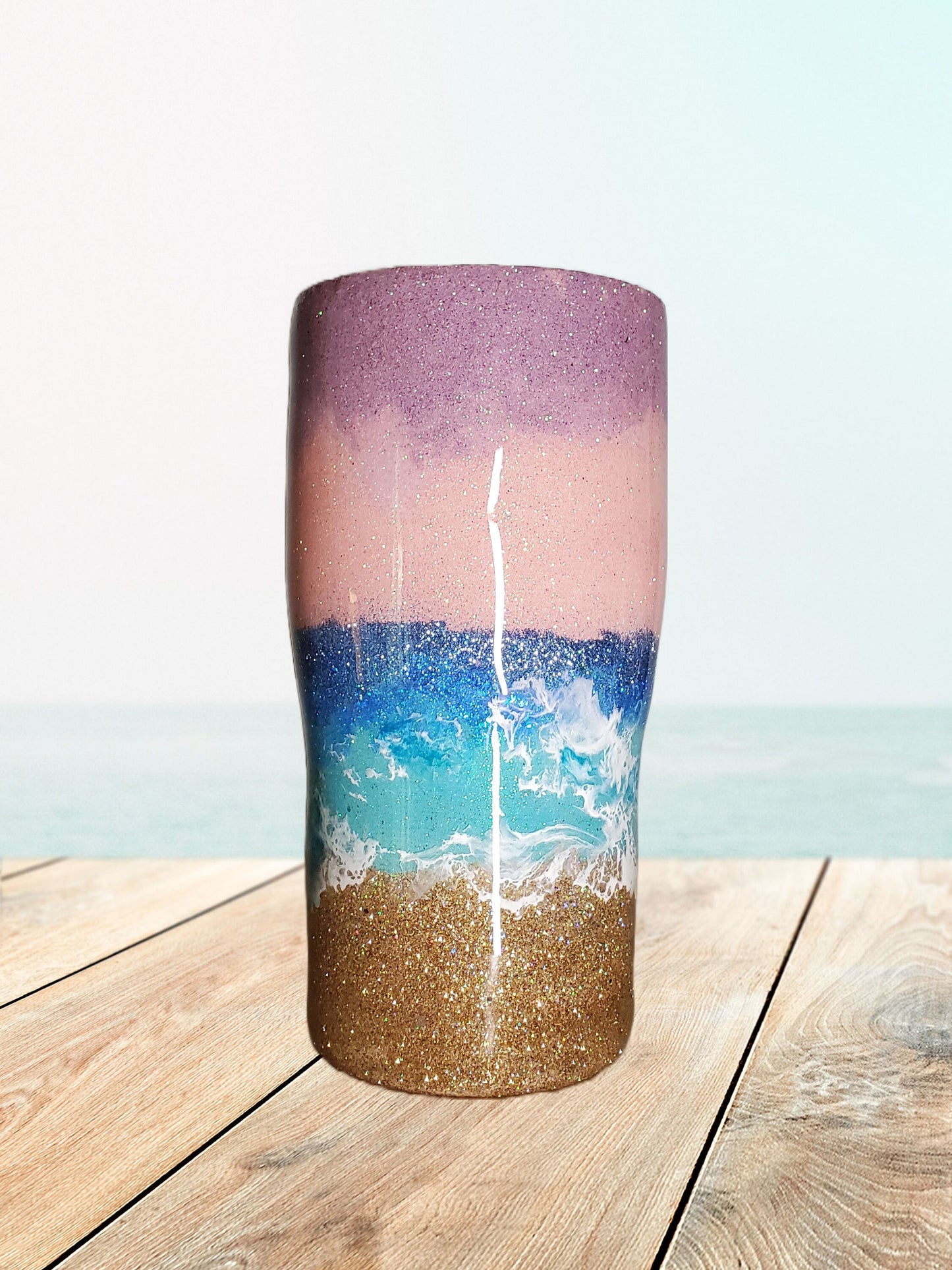 Beach Bum Pastel Beach Glitter Tumbler