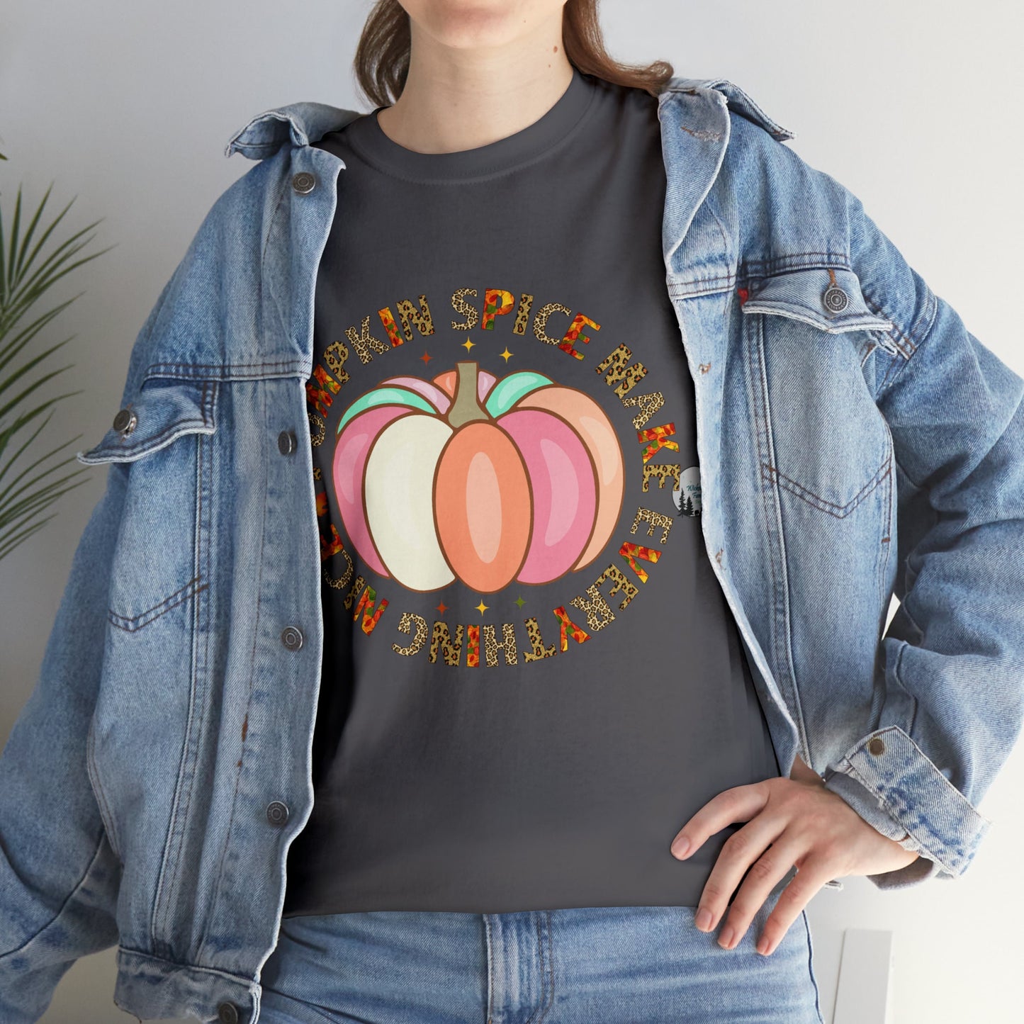 Pumpkin Spice Makes Everything Nice Leopard Fall Heavy Cotton Tee