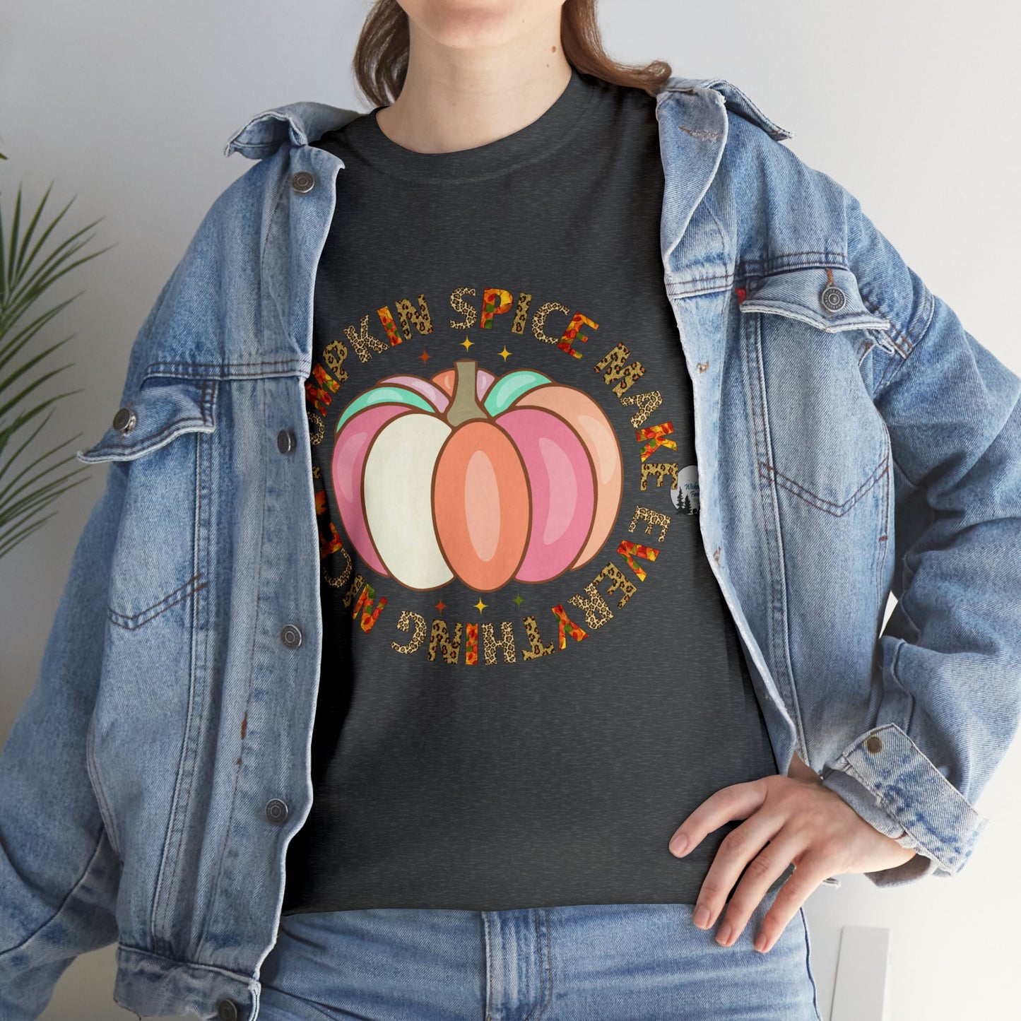 Pumpkin Spice Makes Everything Nice Leopard Fall Heavy Cotton Tee