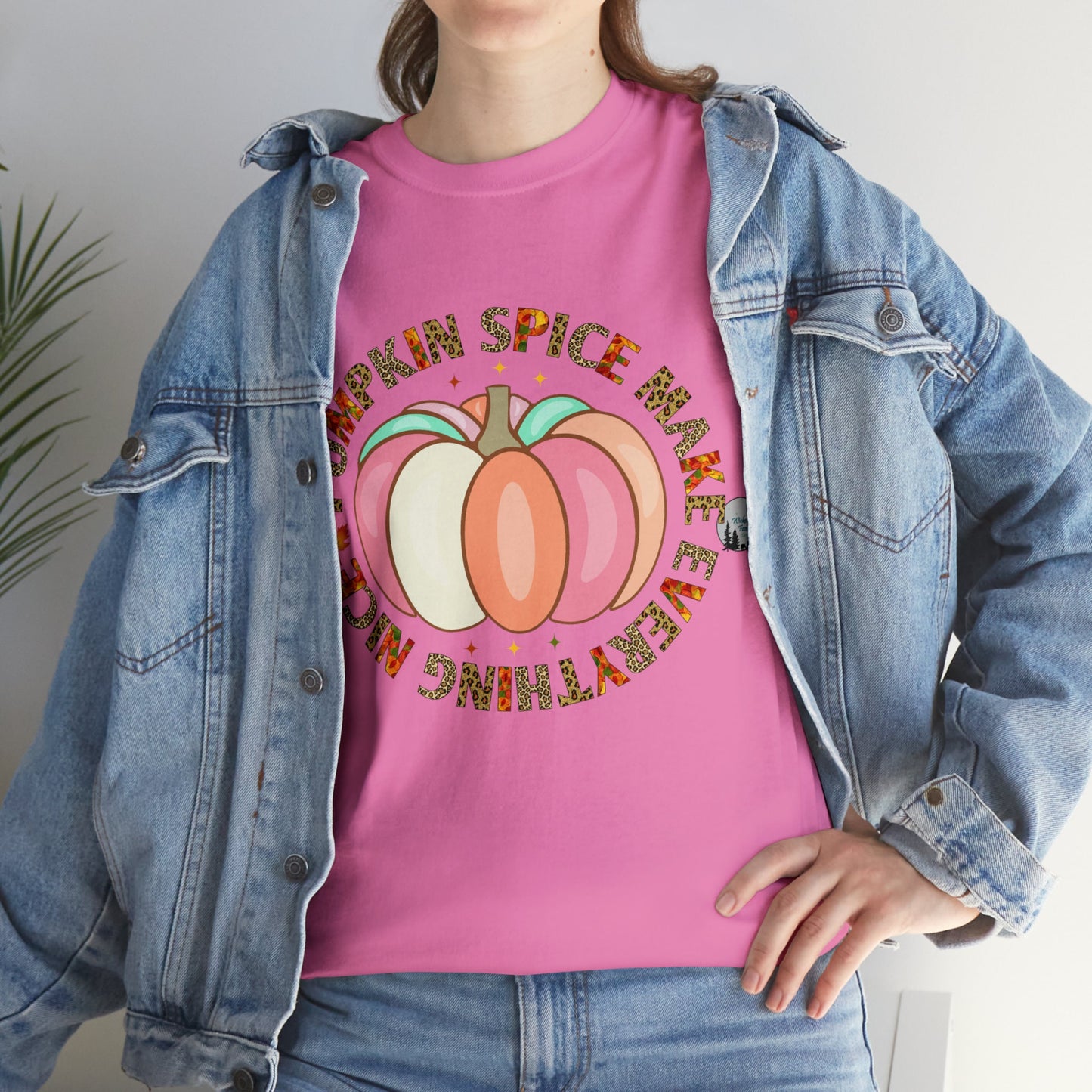 Pumpkin Spice Makes Everything Nice Leopard Fall Heavy Cotton Tee