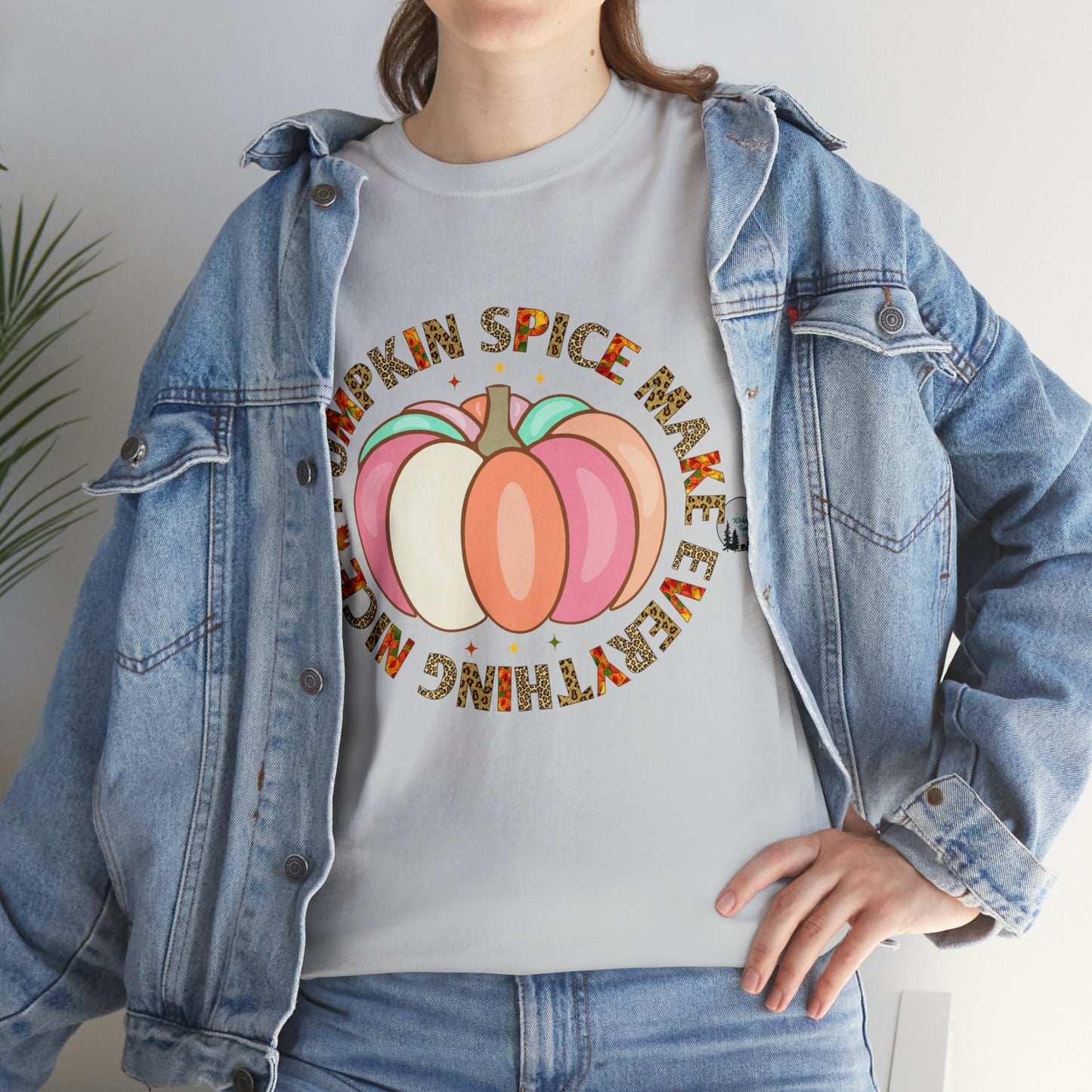 Pumpkin Spice Makes Everything Nice Leopard Fall Heavy Cotton Tee