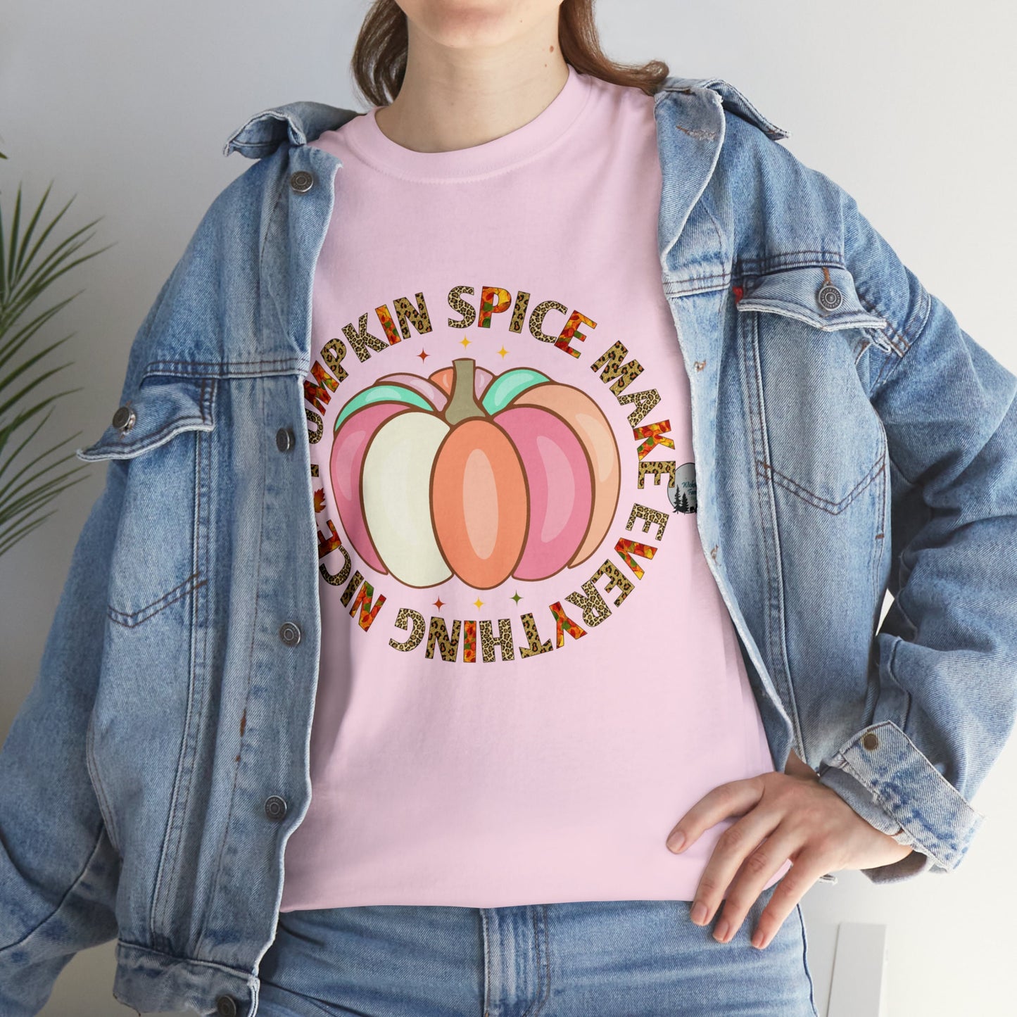 Pumpkin Spice Makes Everything Nice Leopard Fall Heavy Cotton Tee