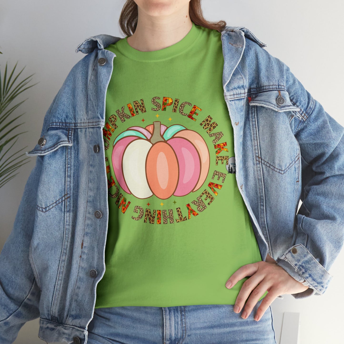 Pumpkin Spice Makes Everything Nice Leopard Fall Heavy Cotton Tee
