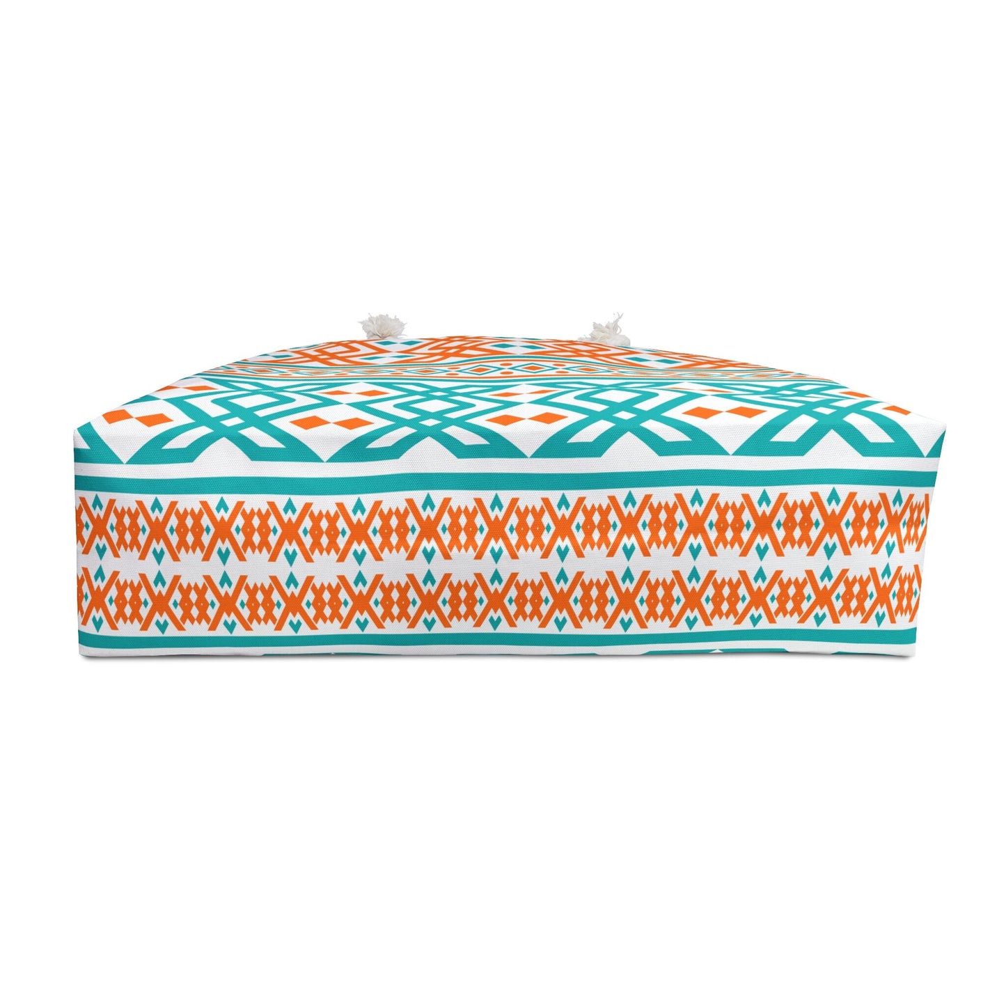 Large Teal and Orange Boho Geometric Weekender Bag Tote