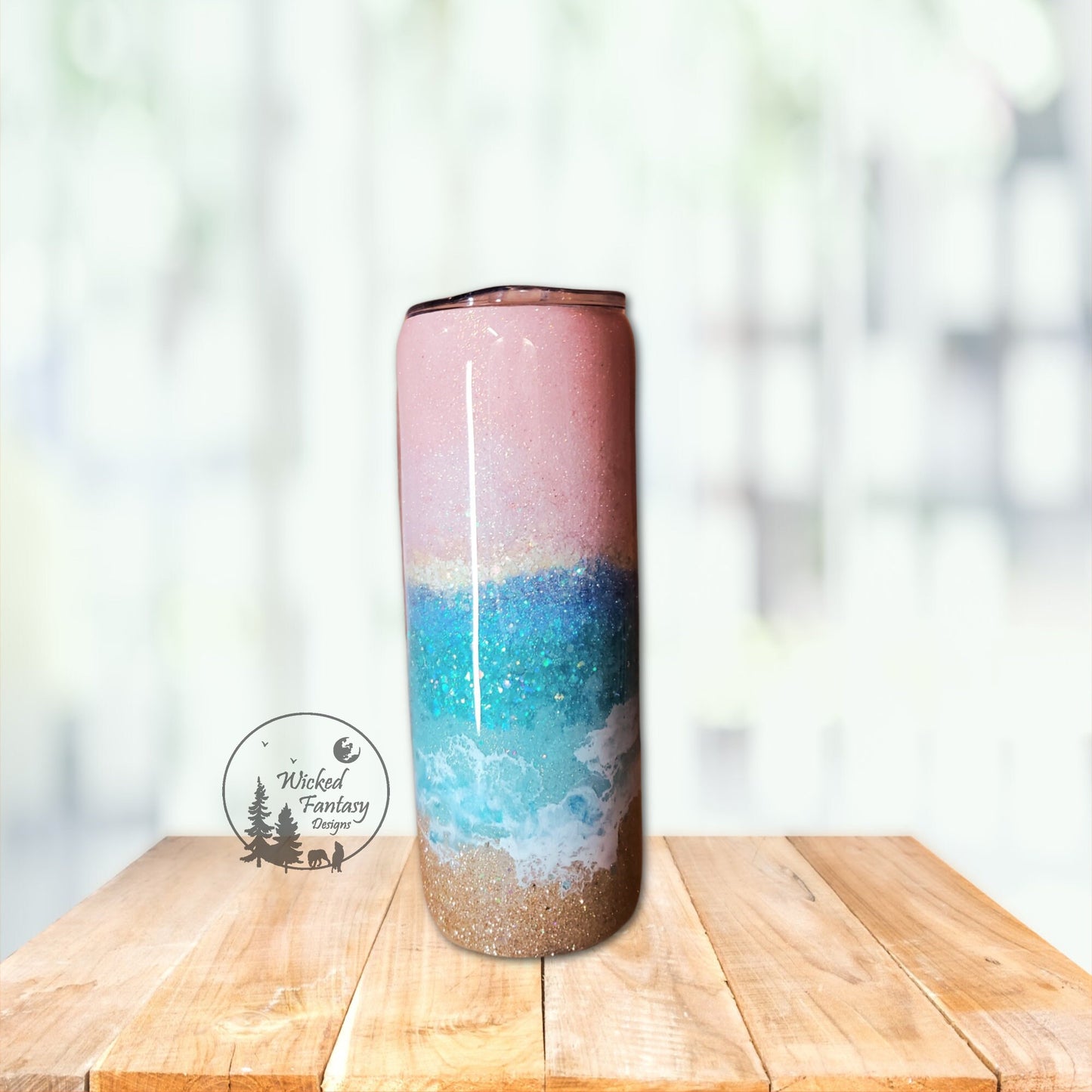 Sea The Beauty Pastel Beach Orca Epoxy Tumbler 20oz Skinny