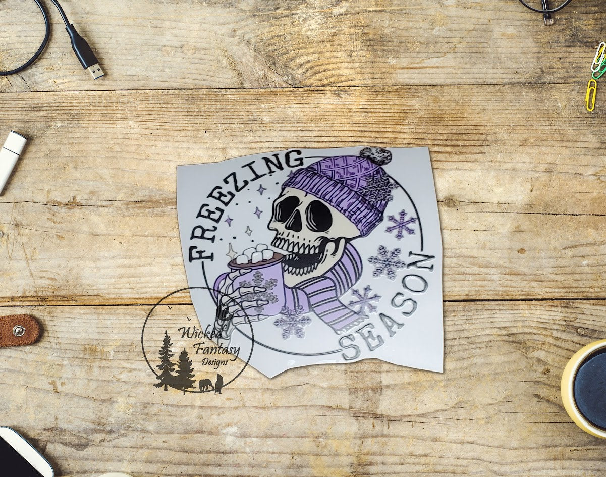 UVDTF Decal Freezing Season Beanie Skeleton Hot Cocoa 1pc