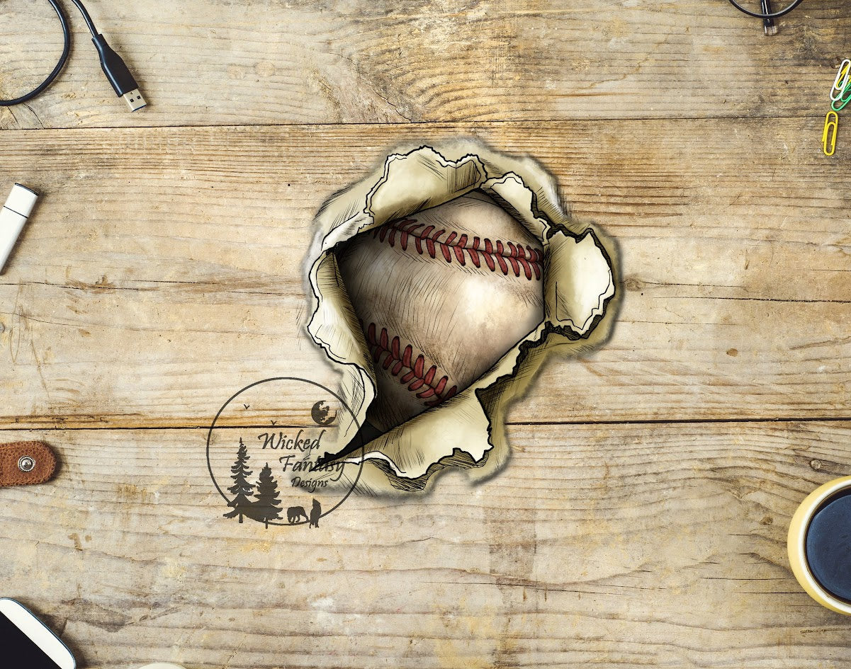 UVDTF Decal Baseball Breaking Through 1pc