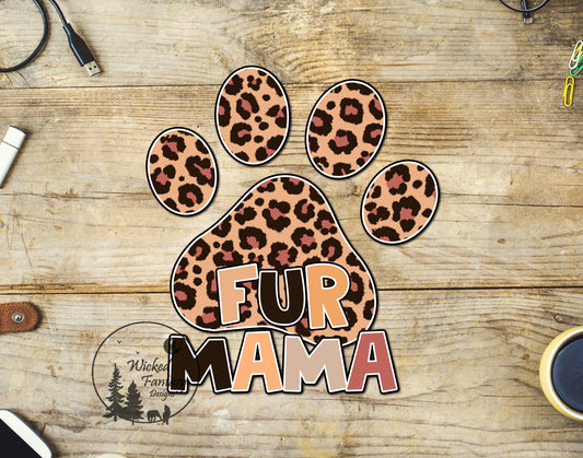 UVDTF Decal Fur Mama Paw Print Leopard Print 1pc