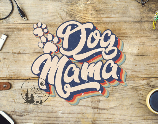 UVDTF Decal Retro Rustic Dog Mama Paw Print 1pc