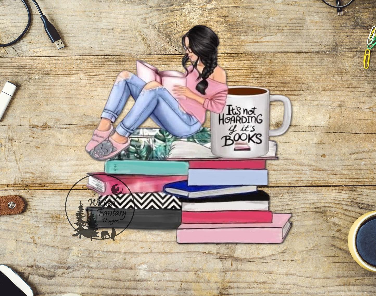 UVDTF Decal Its Not Hoarding if it's Not Books Transparent Background 1pc