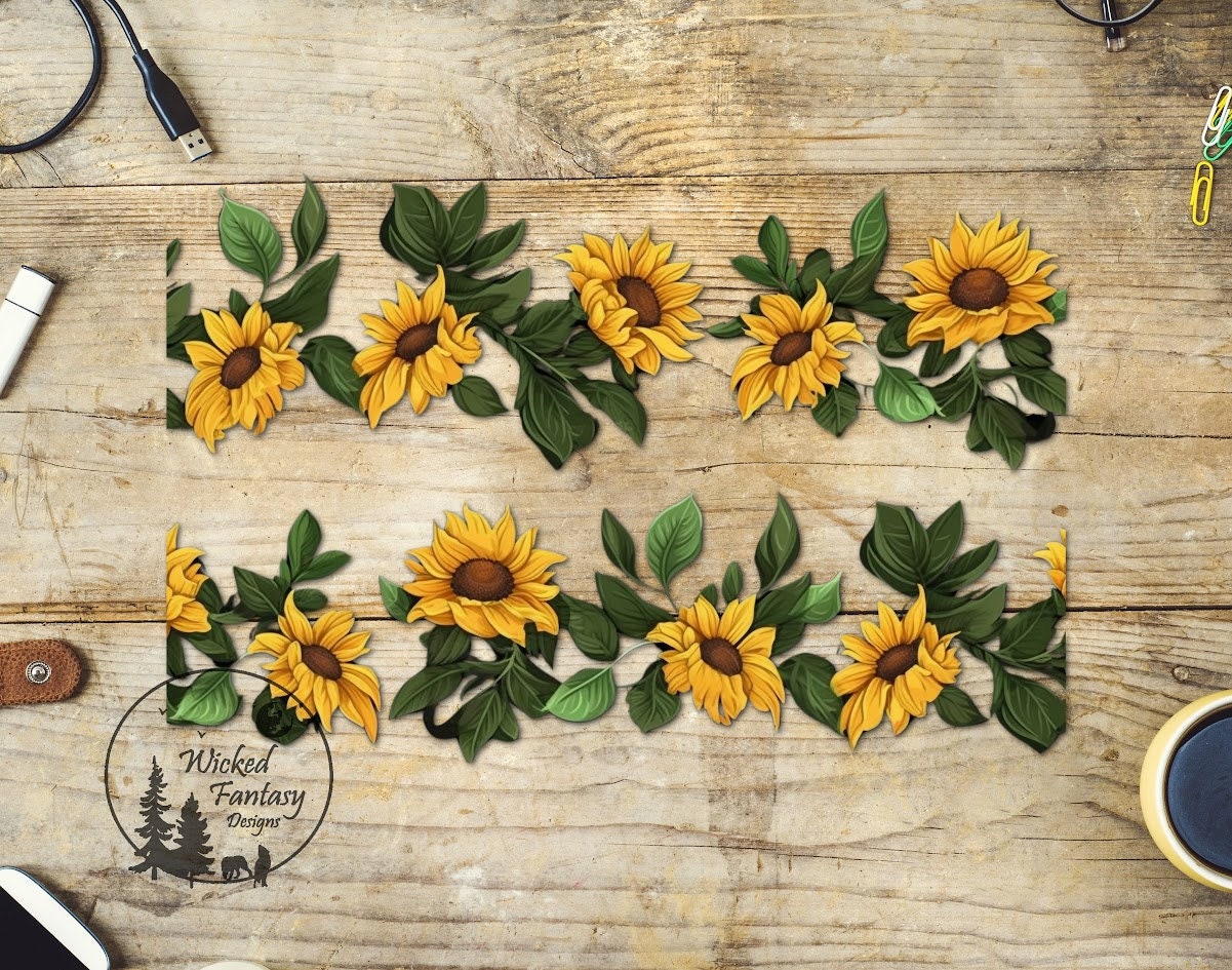 UVDTF Sunflowers and Leaves Tumbler Element