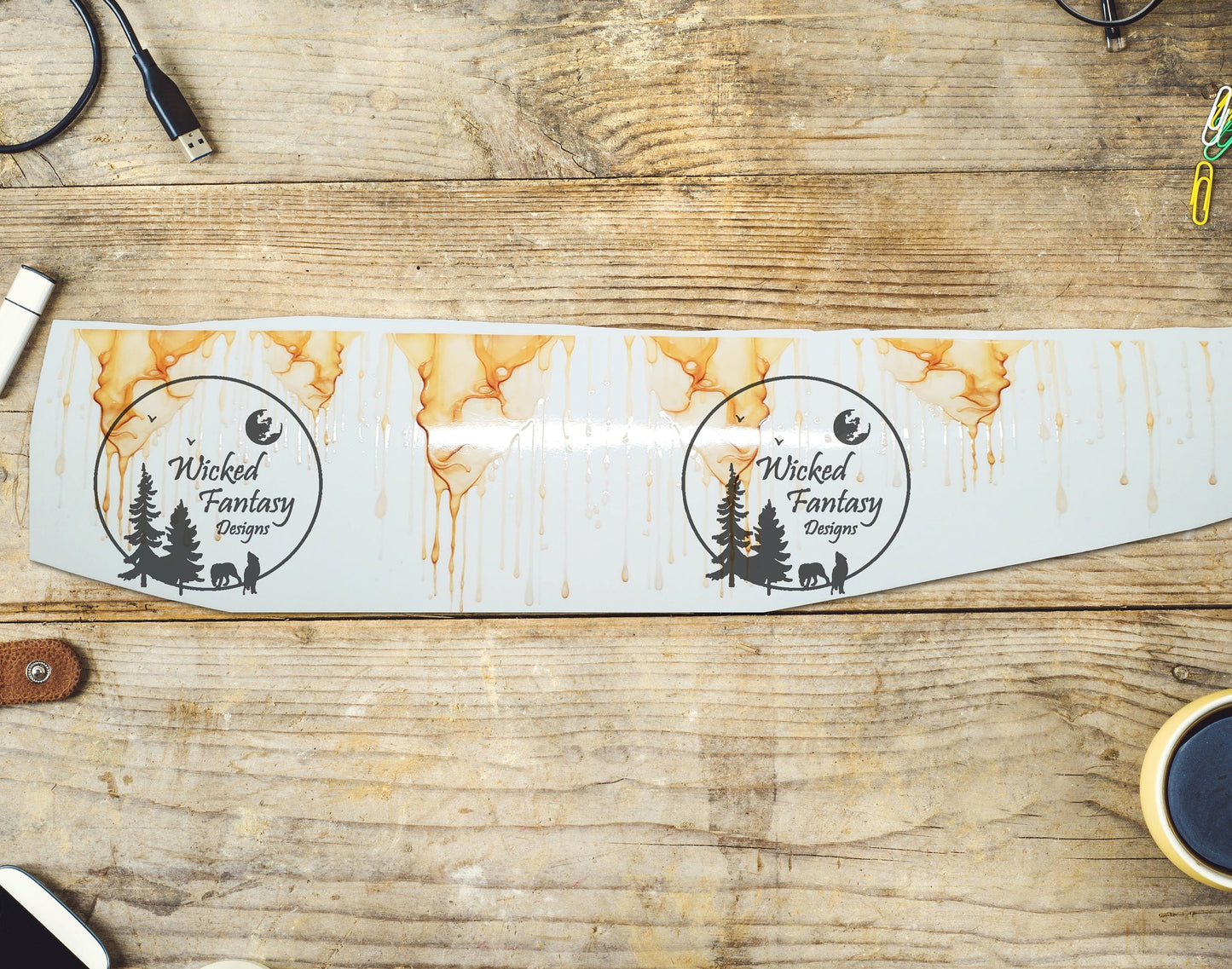 UVDTF Decal Honey Drips tumbler element 12'' long