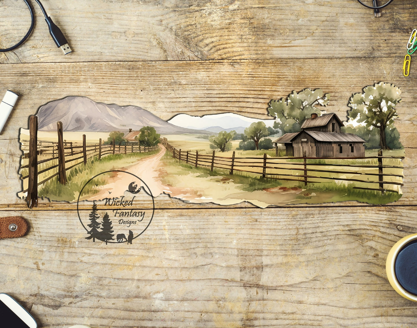 UVDTF Rural Dirt Road Mountains Countryside tumbler element 8.75'' long