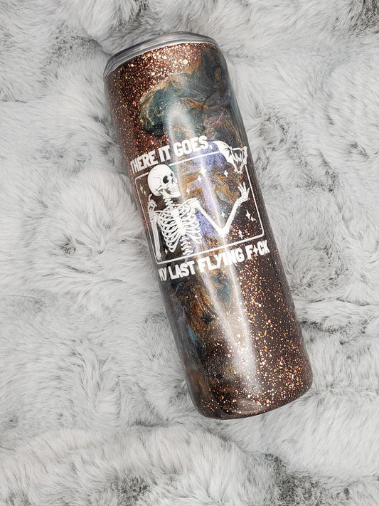 There it Goes my Last Flying F* Glitter Epoxy Swirl 20oz Skinny Tumbler