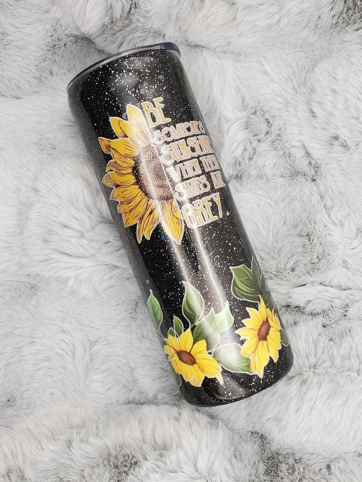 Be Someone's Sunshine Sunflower Glitter Tumbler 20oz Skinny