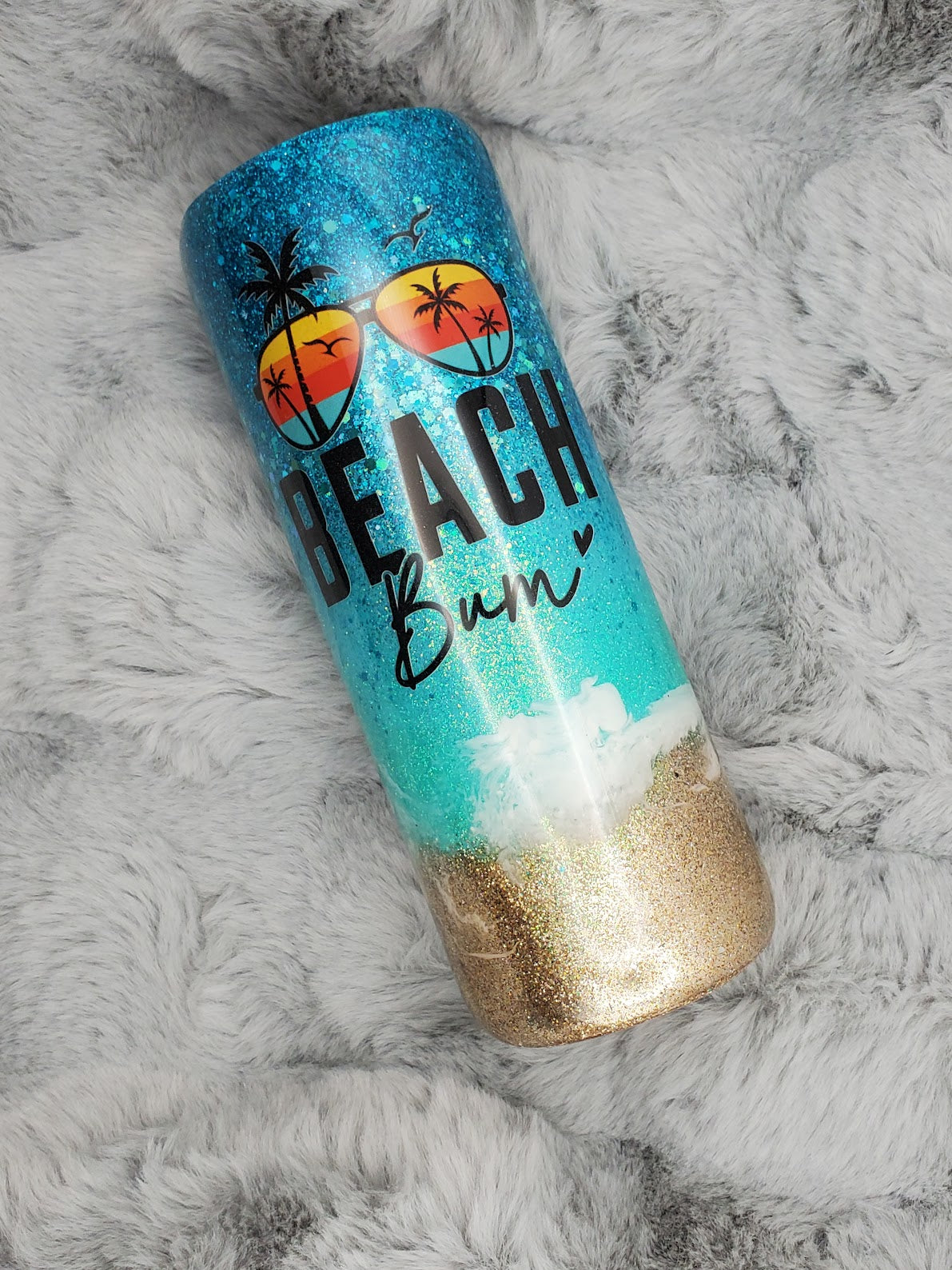 Beach Bum Glitter Epoxy Tumbler 20oz Skinny