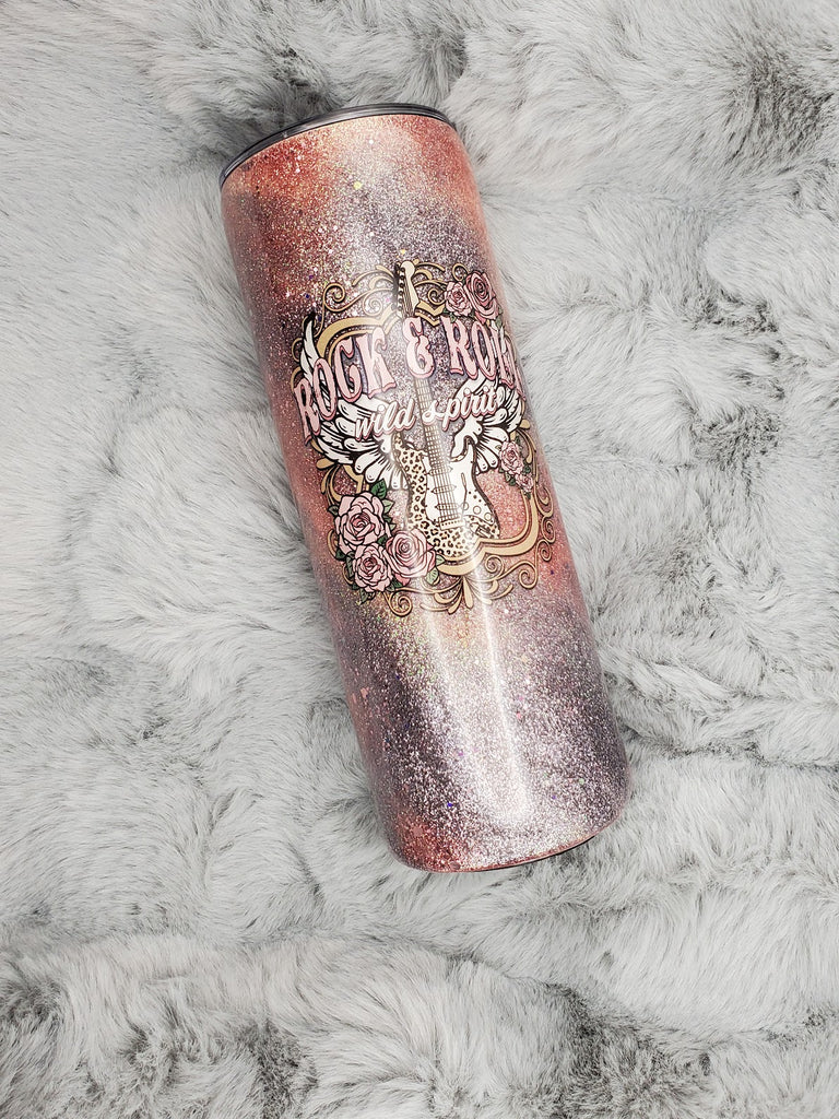 Rock and Roll Wild Spirit Glitter Tumbler 20oz Skinny