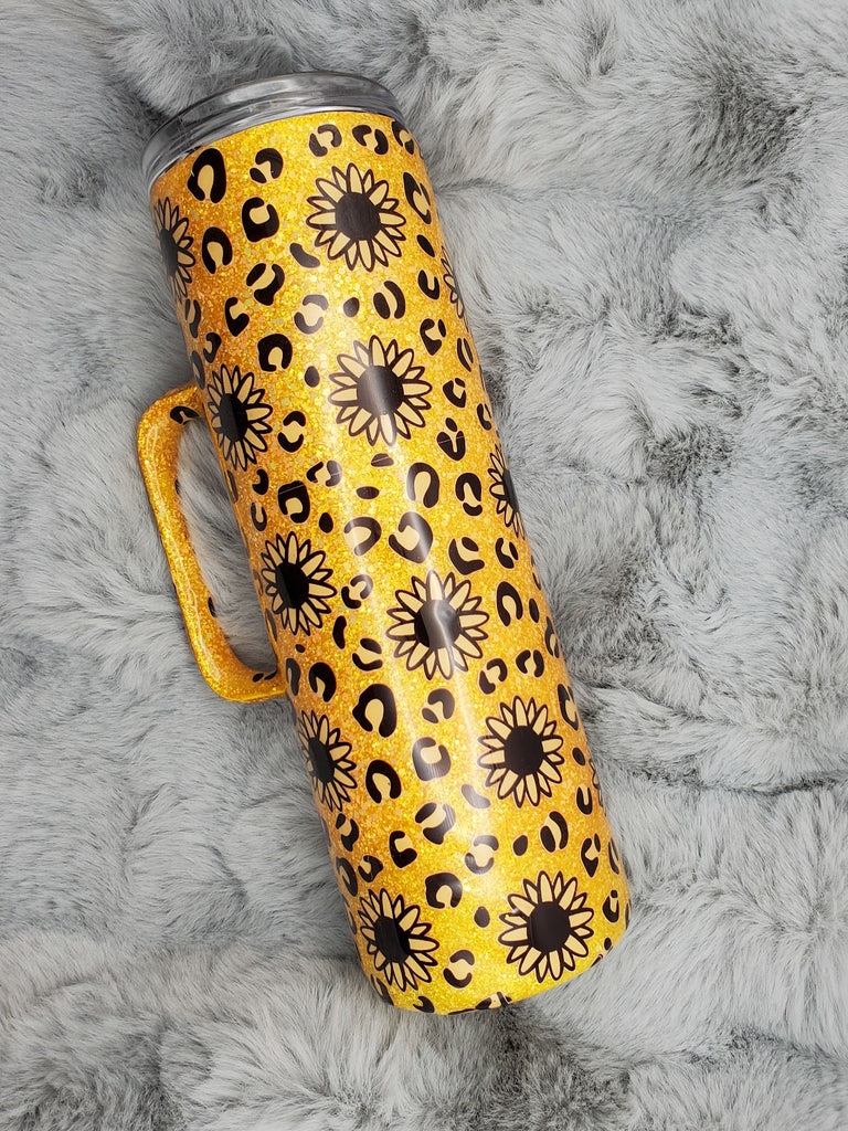 Sunflower Leopard Glitter 30oz Tumbler