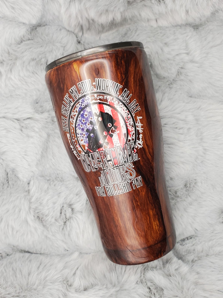 Selling My Soul Hand painted Woodgrain 30oz Tumbler