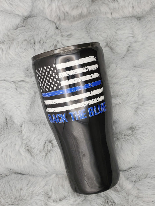 Back the Blue Metallic Blue 30oz Tumbler