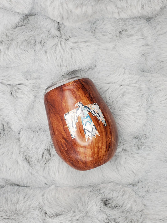 Thunderbird Woodgrain Curved Wine Tumbler