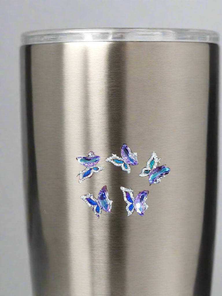 Jeweled Butterflies Lavender Alloy Tumbler Embellishment Nail Charm 15mm