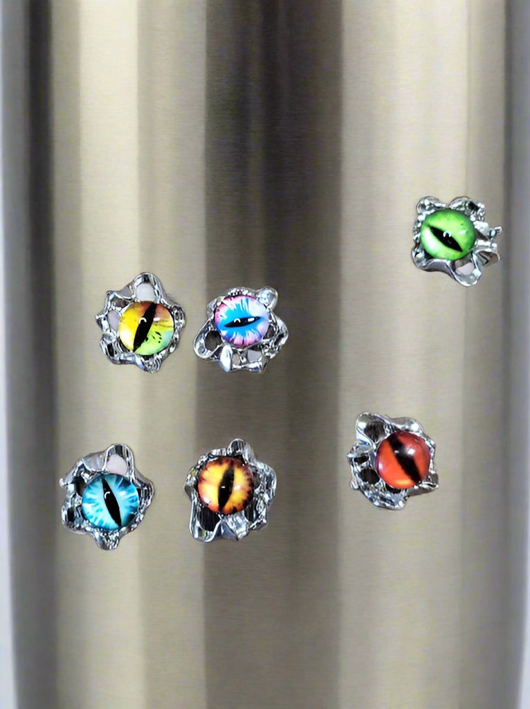 Dragon Eyes Mixed Colors Alloy Tumbler Embellishment Nail Charm 15mm 5pc