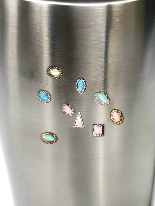Faux Turquoise Conchos Alloy Tumbler Embellishment Nail Charm 10mm