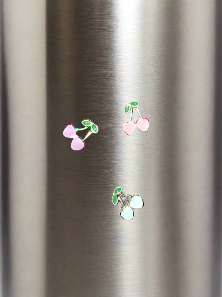 Pastel Enameled Cherries Alloy Tumbler Embellishment Nail Charm 10mm