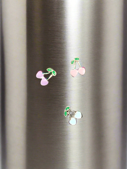 Pastel Enameled Cherries Alloy Tumbler Embellishment Nail Charm 10mm
