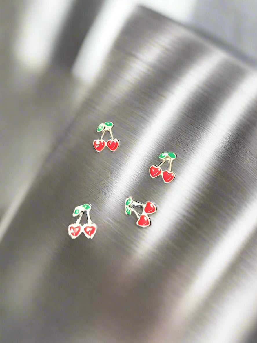 Red Enameled Cherries Alloy Tumbler Embellishment Nail Charm 10mm