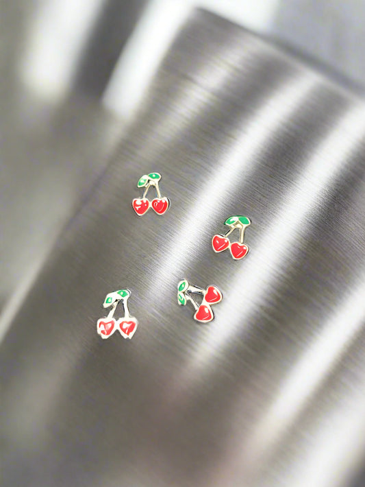 Red Enameled Cherries Alloy Tumbler Embellishment Nail Charm 10mm