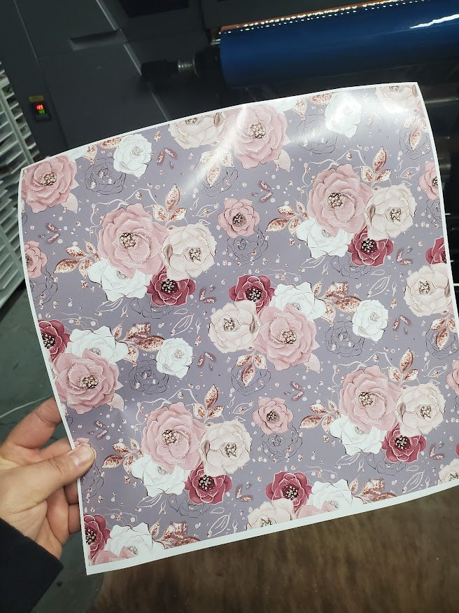 Dusty Rose Daydream Patterned Adhesive Vinyl Sheet – 12" × 12"
