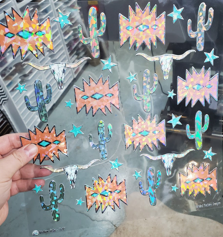 UVDTF Shattered Holographic Western Aztec 10"x10"