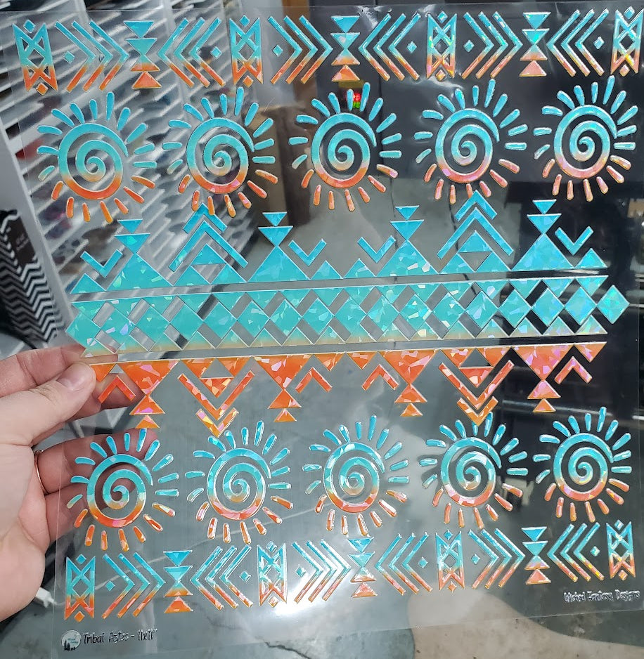 UVDTF Shattered Holographic Tribal Aztec 10"x10"