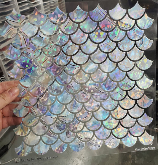 UVDTF Shattered Holographic Blue Opal Mermaid Scales 10"x10"