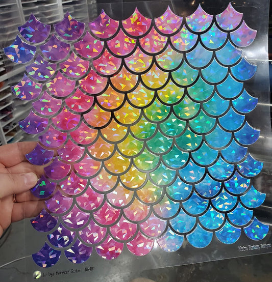 UVDTF Shattered Holographic Tie Dye Mermaid Scales 10"x10"