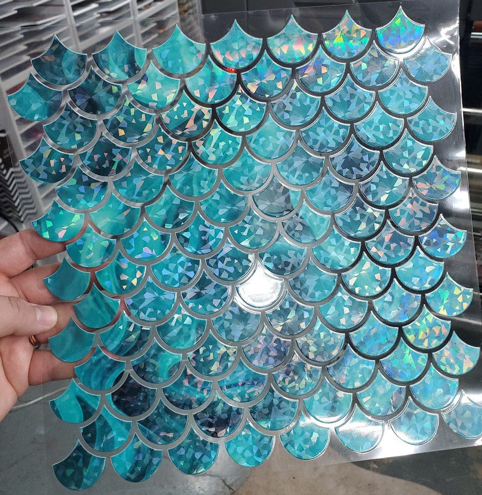 UVDTF Shattered Holographic Teal Mermaid Scales 10"x10"