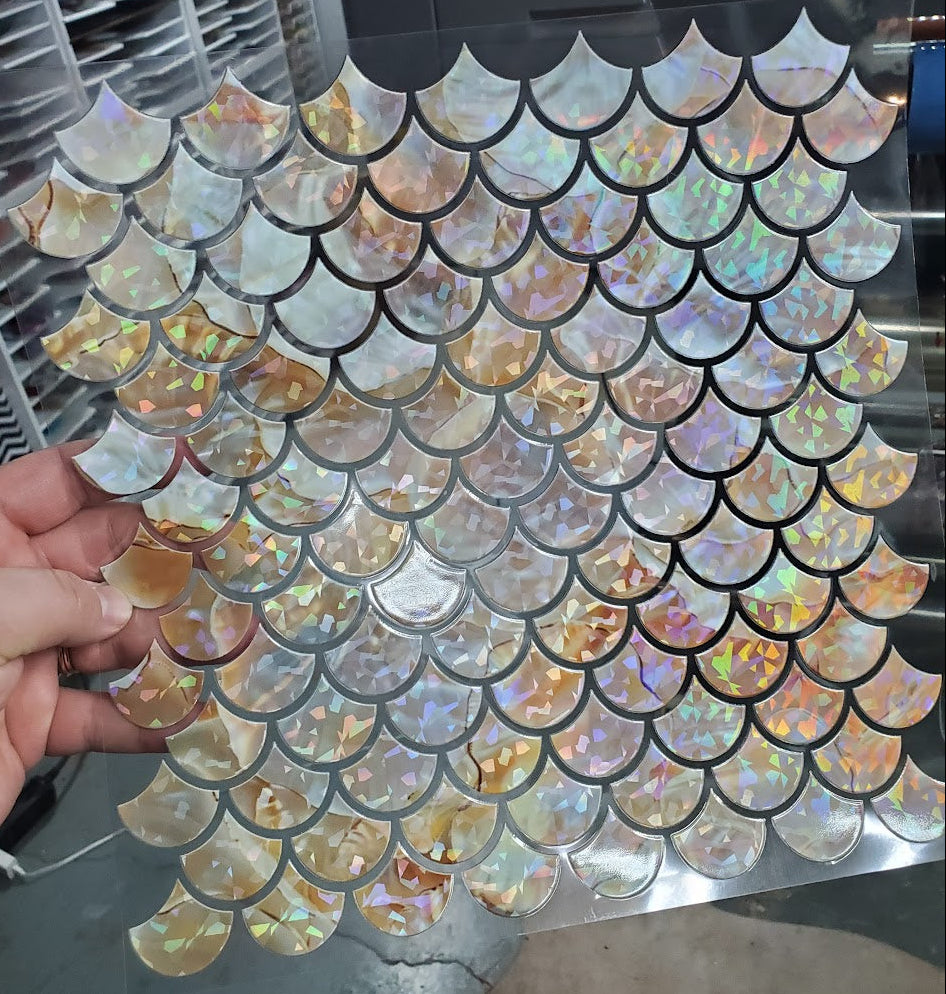 UVDTF Shattered Holographic Opal Mermaid Scales 10"x10"