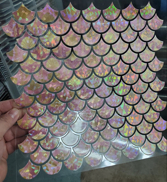 UVDTF Shattered Holographic Rose and Gold Mermaid Scales 10"x10"